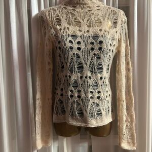 Chic Cream Lace Knit Sweater